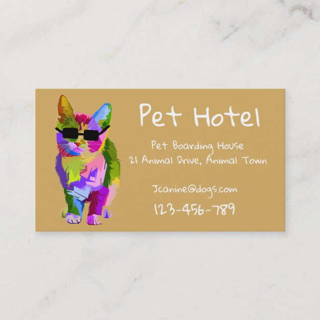 Tarjeta De Visita Mascota Hotel boarding kennel profesional (Anverso)