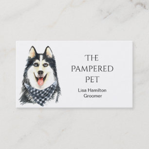 Tarjeta De Visita Mascota Husky Siberiano Groomer/Vet/Sitters