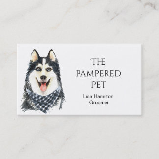 Tarjeta De Visita Mascota Husky Siberiano Groomer/Vet/Sitters