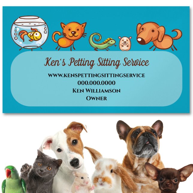 Tarjeta De Visita Mascota lindo sentando a los perros de cuidado ani (Cute and adorable pet sitter service card for your clients and future clients. )