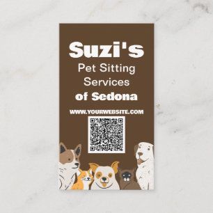 Tarjeta De Visita Mascota lindo sentando perro gato código QR