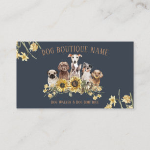 Tarjeta De Visita Mascota marrón marrón marino Perros girasoles