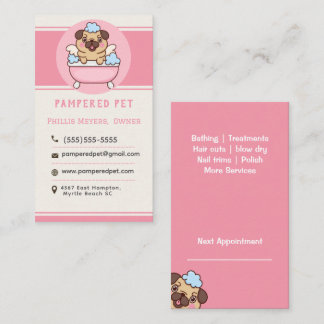 Tarjeta De Visita Mascota moderno Grooming Personalizado rosa