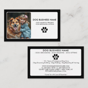 Tarjeta De Visita Mascota negro blanco moderno sentando imagen de pa