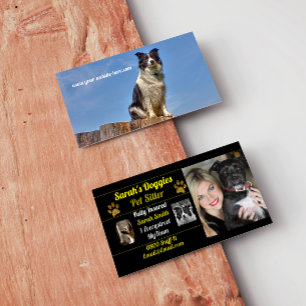 Tarjeta De Visita Mascota negro y oro Sitter Perro Walker