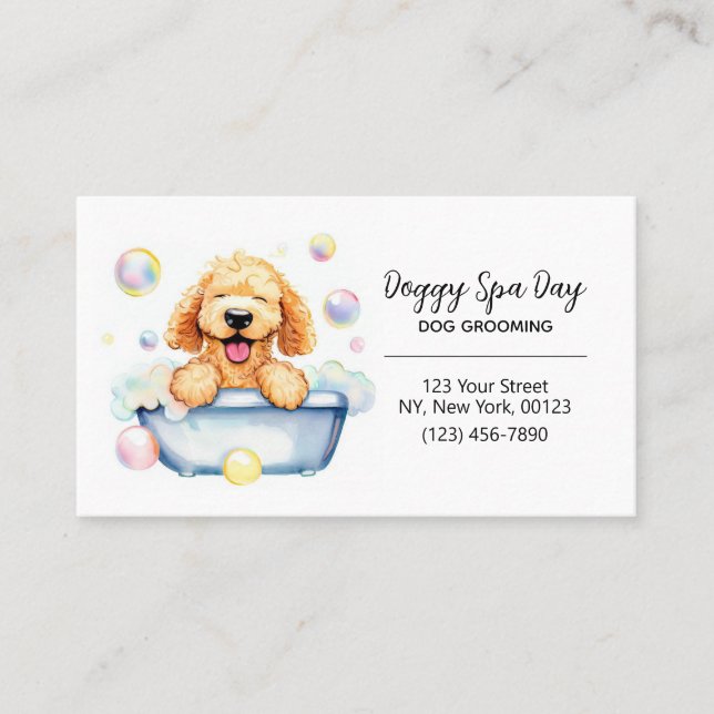 Tarjeta De Visita Mascota Perro Grooming y Servicio de Baño (Anverso)