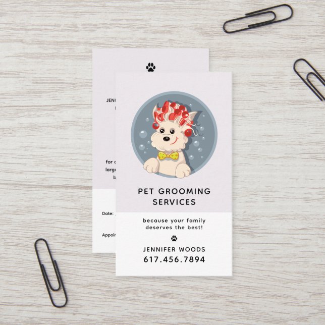 Tarjeta De Visita Mascota Personalizado moderno Grooming con nombram (Anverso/Reverso In Situ)