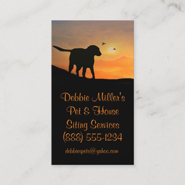 Tarjeta De Visita Mascota profesional y servicio de sentadas en casa (Anverso)
