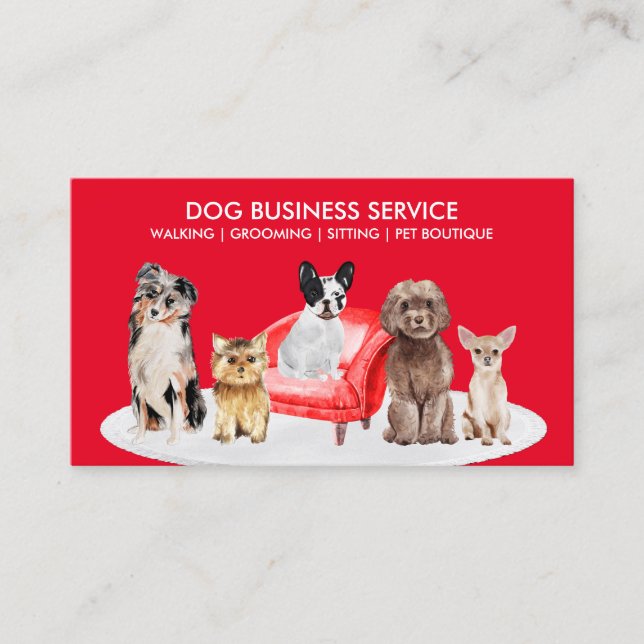 Tarjeta De Visita Mascota Rojo Sitter Perros Presidente Home Hotel (Anverso)