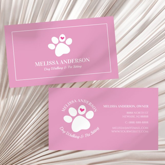Tarjeta De Visita Mascota rosa Perro animal Perro de gato Personaliz (Subido por el creador)