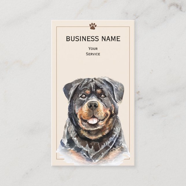 Tarjeta De Visita Mascota Rottweiler Groomer/Vet/Sitters (Anverso)