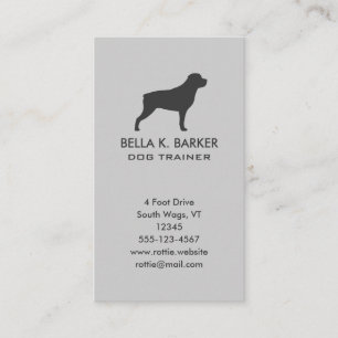 Tarjeta De Visita Mascota Rottweiler Silhouette Vertical Rottie Perr