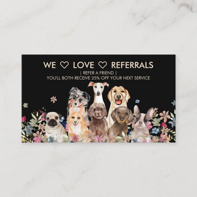 Tarjeta De Visita Mascota Rústico Negro recordatorio de cita Perros (Anverso)