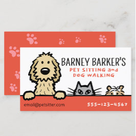 Tarjeta De Visita Mascota sentando gato de perro guiso cerdo lindo a