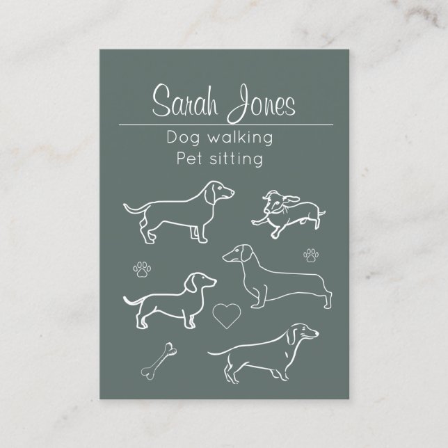 Tarjeta De Visita Mascota sentando perro paseando perros perros perr (Anverso)