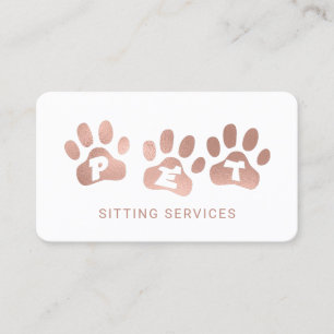Tarjeta De Visita Mascota Servicios de asientos Rosa Oro y Blanco