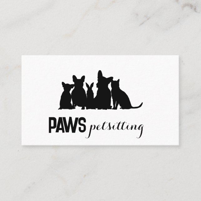 Tarjeta De Visita Mascota Silhouette Petsit (Anverso)
