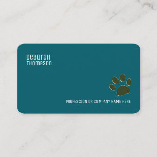 Tarjeta De Visita Mascota simple de Dog Paw negro-verde azulado-azul