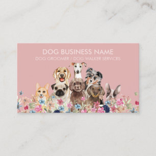 Tarjeta De Visita Mascota Sitker Walker Dog Care Pink
