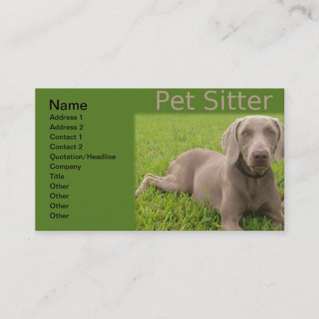 Tarjeta de visita mascota Sitter (Anverso)