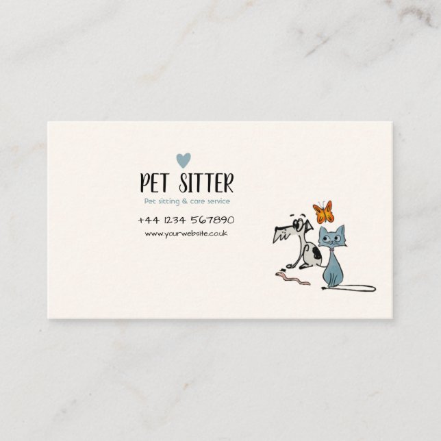 Tarjeta de visita mascota Sitter (Anverso)