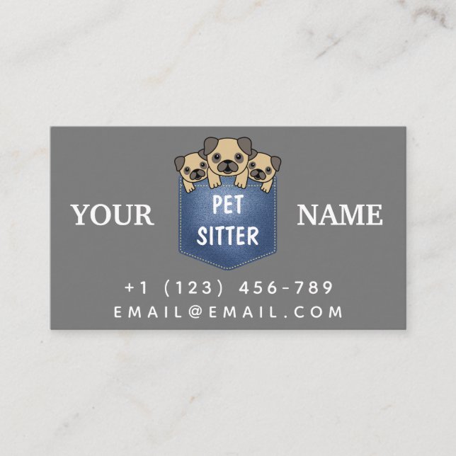 Tarjeta De Visita Mascota Sitter Animal Care Service Cute Dogs Moder (Anverso)