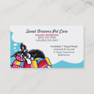 Tarjeta De Visita Mascota Sitter Care Business Schnauzer Puppy Blue