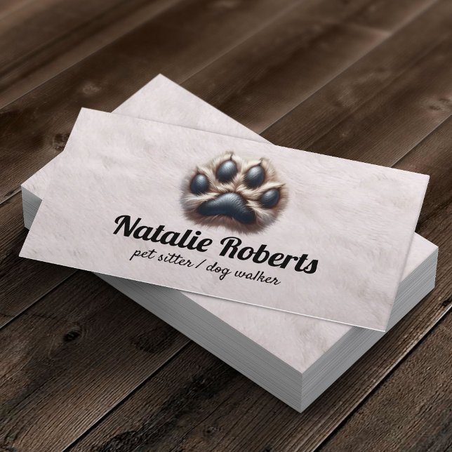 Tarjeta De Visita Mascota Sitter Cute Furry Paw Print Dog Walker (Subido por el creador)