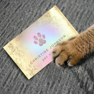 Tarjeta De Visita mascota sitter FAUX Relieve metalizado dorado logo