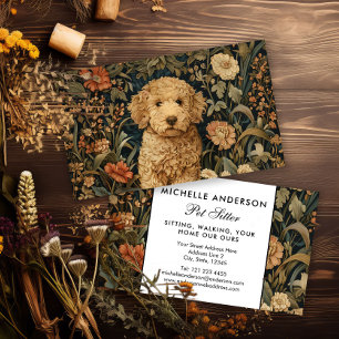 Tarjeta De Visita Mascota Sitter Goldendoodle Puppy Elegant Vintage