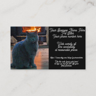Tarjeta De Visita Mascota Sitter Gray British Shorthair Kitty Cat