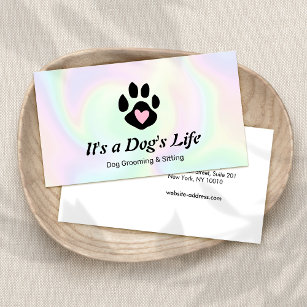 Tarjeta De Visita Mascota Sitter & Groomer Dog Paw Holografía
