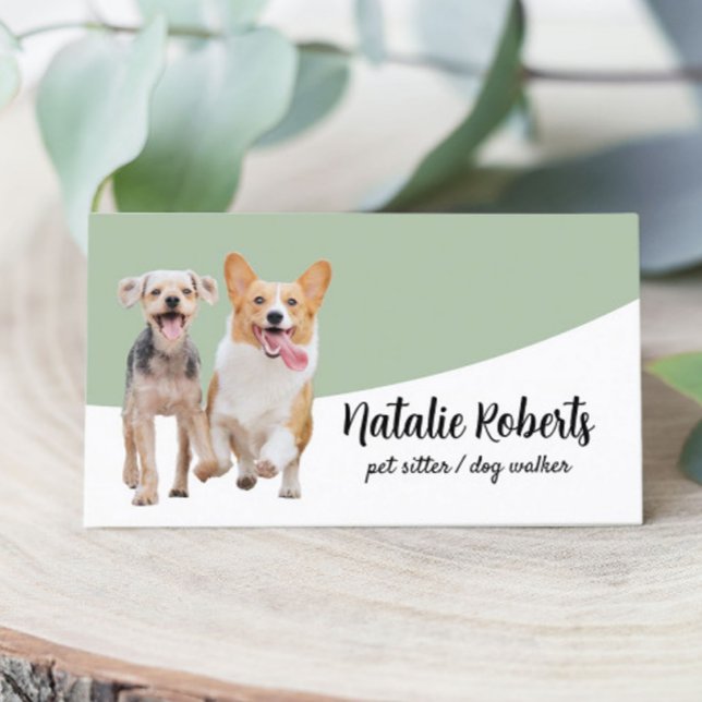 Tarjeta De Visita Mascota Sitter Perro Caminar Mascota Boutique Sage (Subido por el creador)