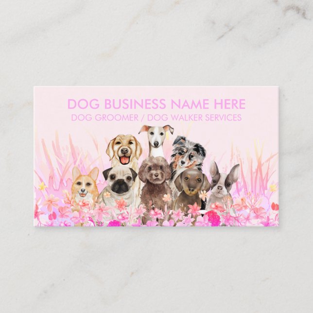 Tarjeta De Visita Mascota Sitter Walker perro cuidado de la petalida (Anverso)