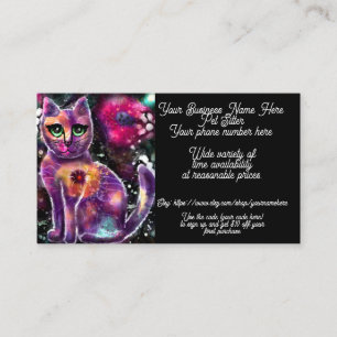 Tarjeta De Visita Mascota Sitter Whimsical Resumen Gato Kitty Floral