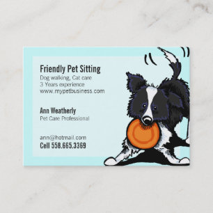 Tarjeta De Visita Mascota Sitting Border Collie Friendly Bright