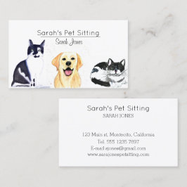 Tarjeta De Visita Mascota Sitting Dog Cat Entrenamiento Acuática