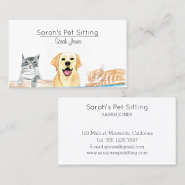 Tarjeta De Visita Mascota Sitting Dog Cat Entrenamiento Acuática