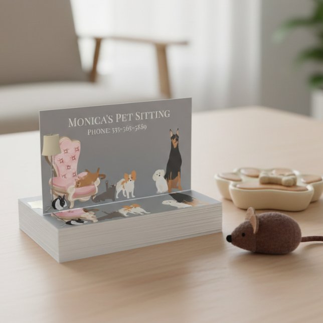 Tarjeta De Visita Mascota Sitting Dog Cat Training Grooming Daycare (Subido por el creador)
