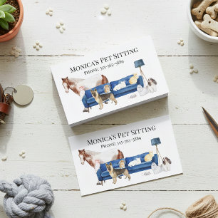 Tarjeta De Visita Mascota Sitting Dog Entrenamiento Gato Mascotas de