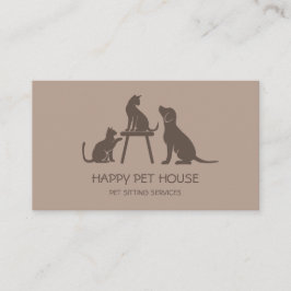 Tarjeta De Visita Mascota Sitting Dog Walking Cat Veterinaria Busine