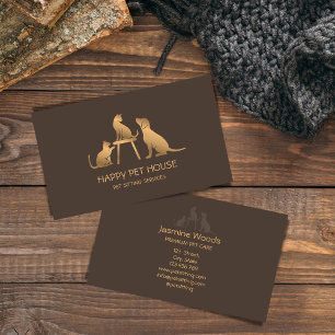 Tarjeta De Visita Mascota Sitting Dog Walking Cat Veterinaria Busine