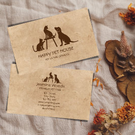 Tarjeta De Visita Mascota Sitting Dog Walking Cat Veterinaria Busine