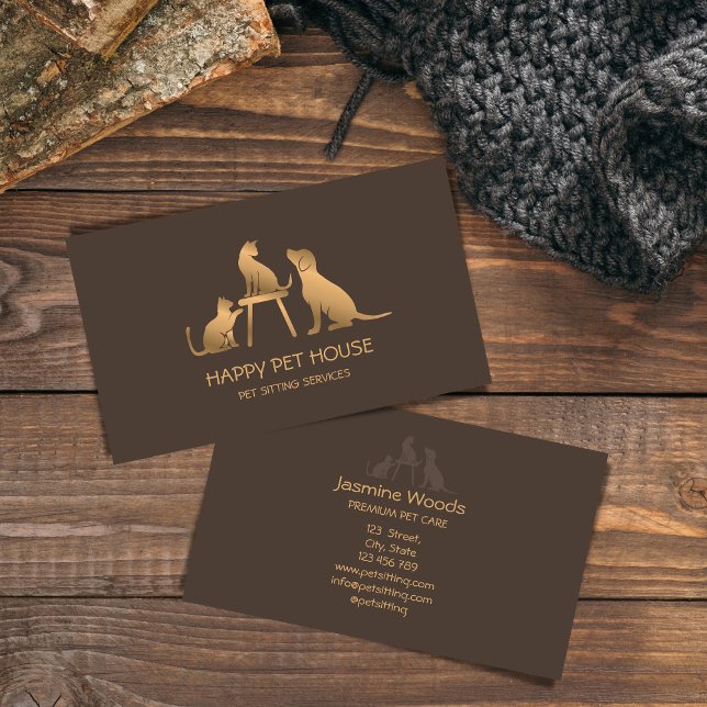 Tarjeta De Visita Mascota Sitting Dog Walking Cat Veterinaria Busine (Subido por el creador)