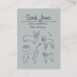 Tarjeta De Visita Mascota Sitting Dog Walking Sitter Watercolor