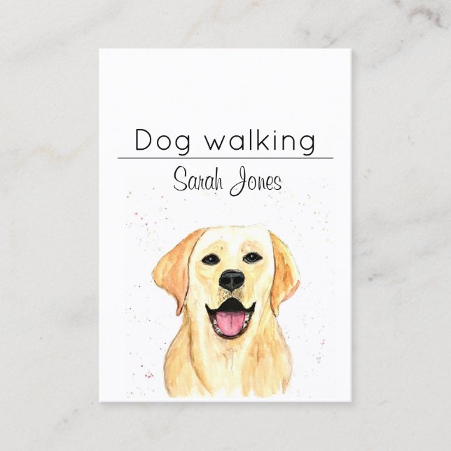 Tarjeta De Visita Mascota Sitting Dog Walking Sitter Watercolor (Anverso)