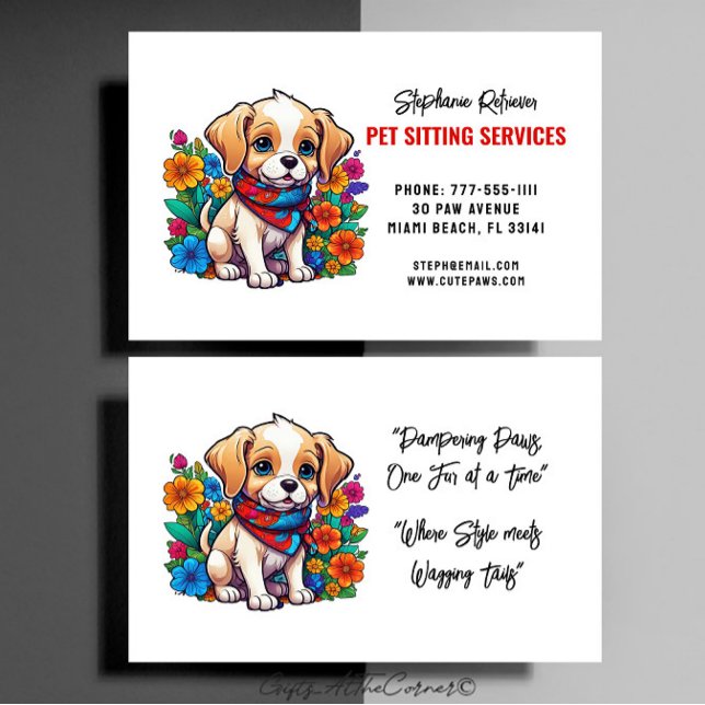 Tarjeta De Visita Mascota Sitting Service Cuppy (Subido por el creador)