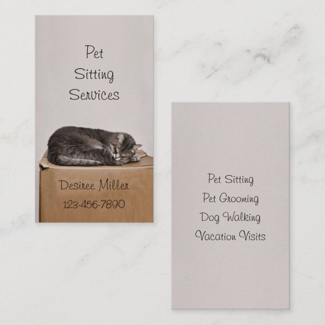 Tarjeta De Visita Mascota Sitting Services Cat Grooming Perro Camina (Anverso / Reverso)