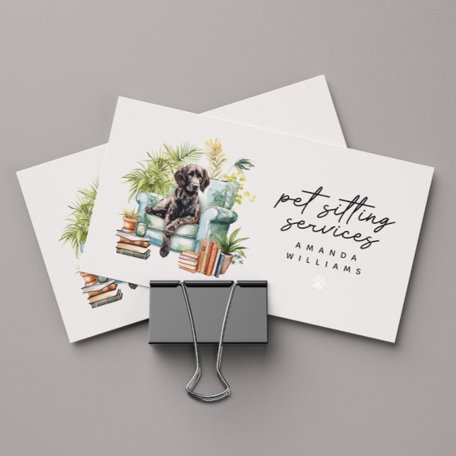 Tarjeta De Visita Mascota Sitting Services Watercolor QR Code (Subido por el creador)