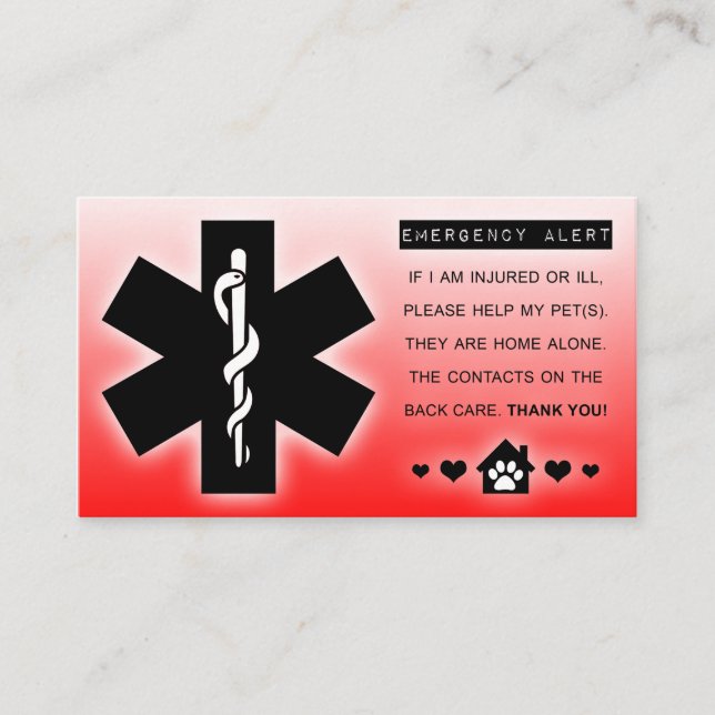 Tarjeta De Visita mascota solo casero (Anverso)